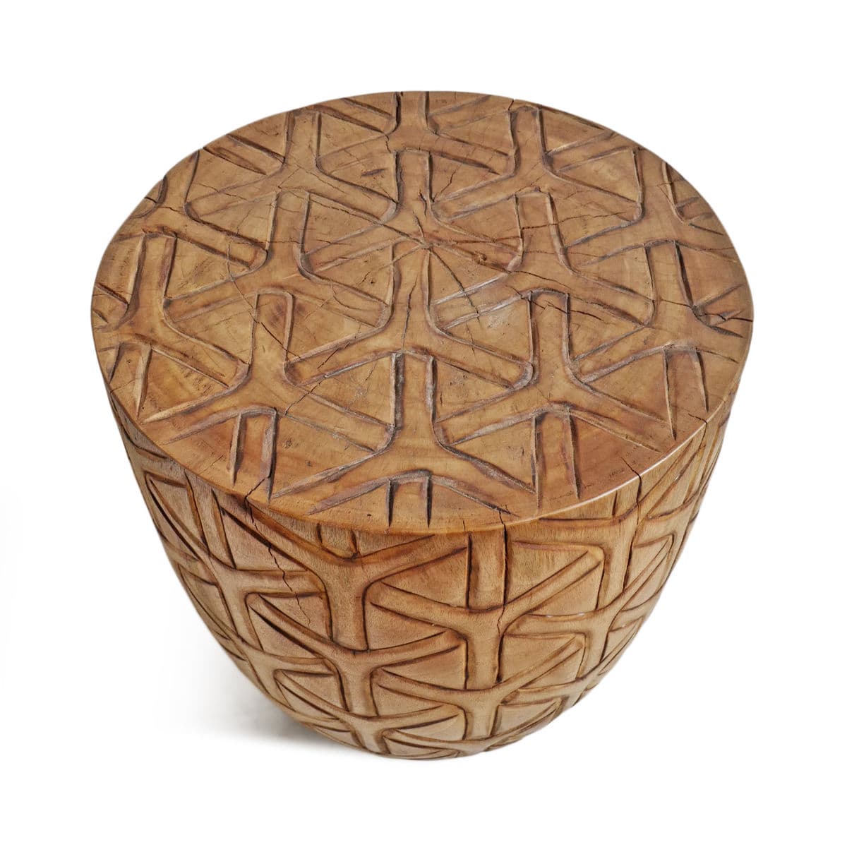 Natural Gumdrop Cane Carved Stool - Thumbnail 5