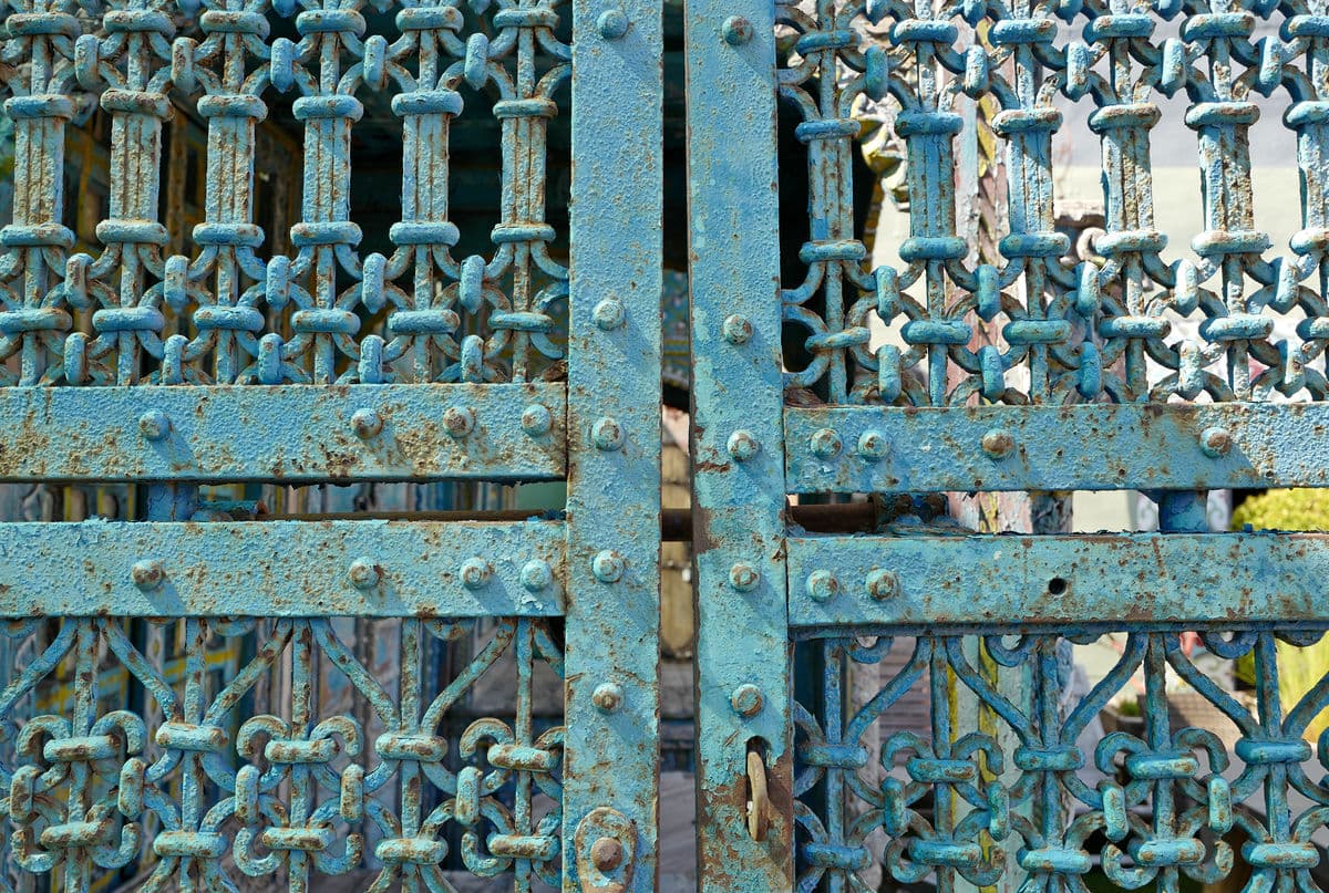 Vintage Large Blue Iron Gates - Thumbnail 5