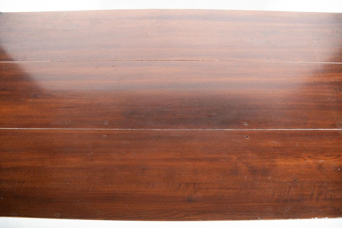 Solid Elm Wood Dining Table Extending to 9' -- Vintage Late 20th Century - Thumbnail 5