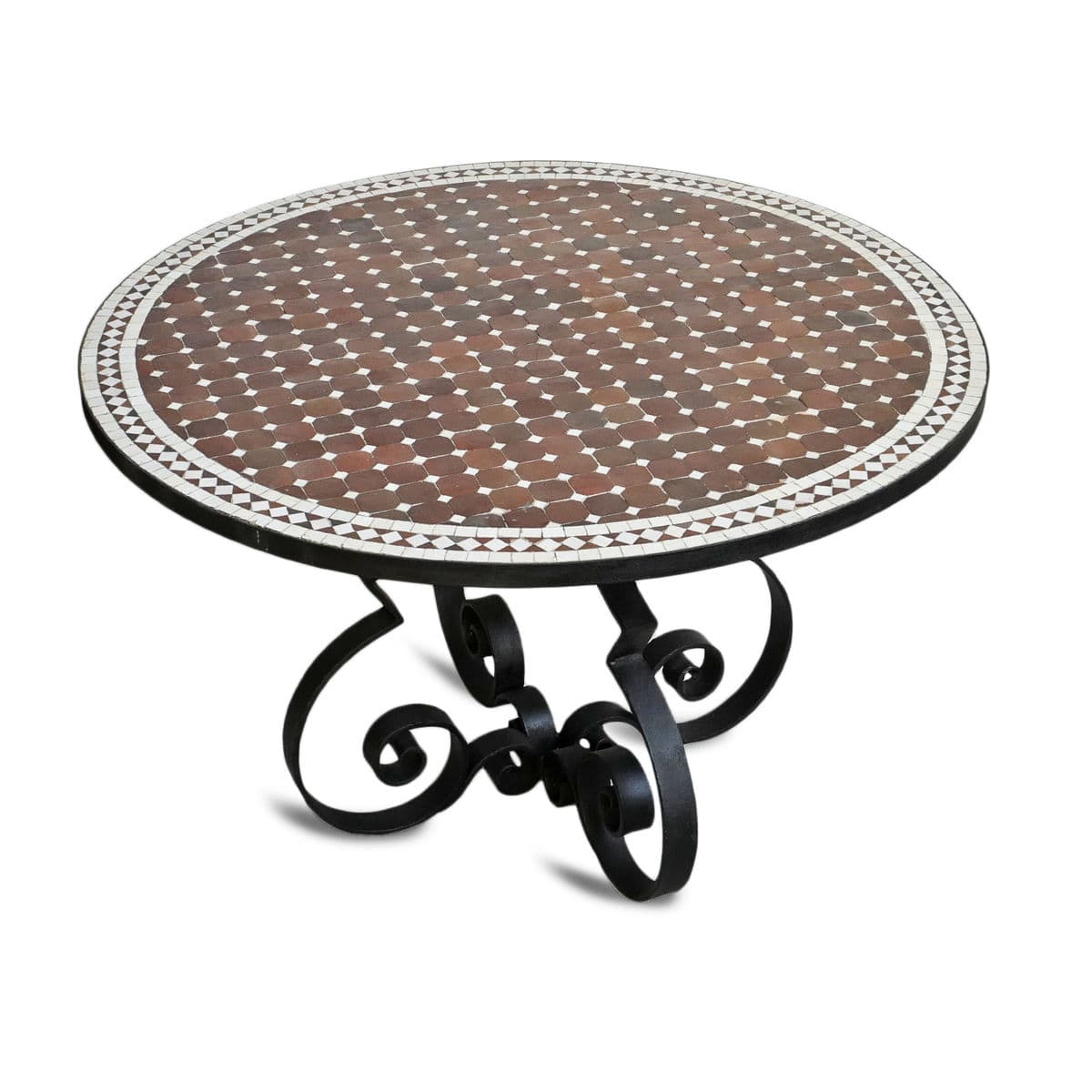 Outdoor Mosaic & Iron Scroll Table - Thumbnail 5