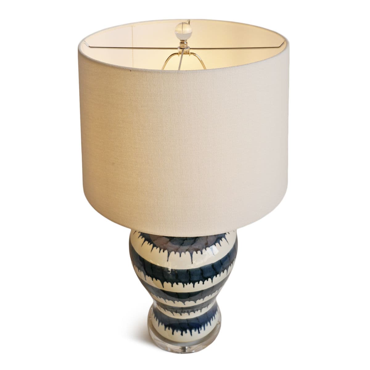 Vintage Indigo Stripe Ceramic Table Lamp - Thumbnail 5