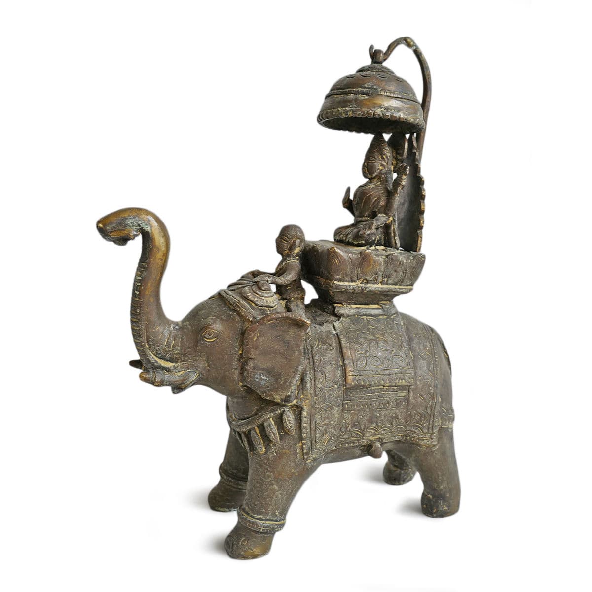 Antique Bronze Elephant w/Shiva Rider - Thumbnail 5