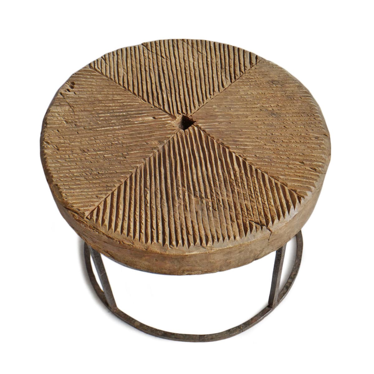 Old Wood Wheel Side Table - Thumbnail 5