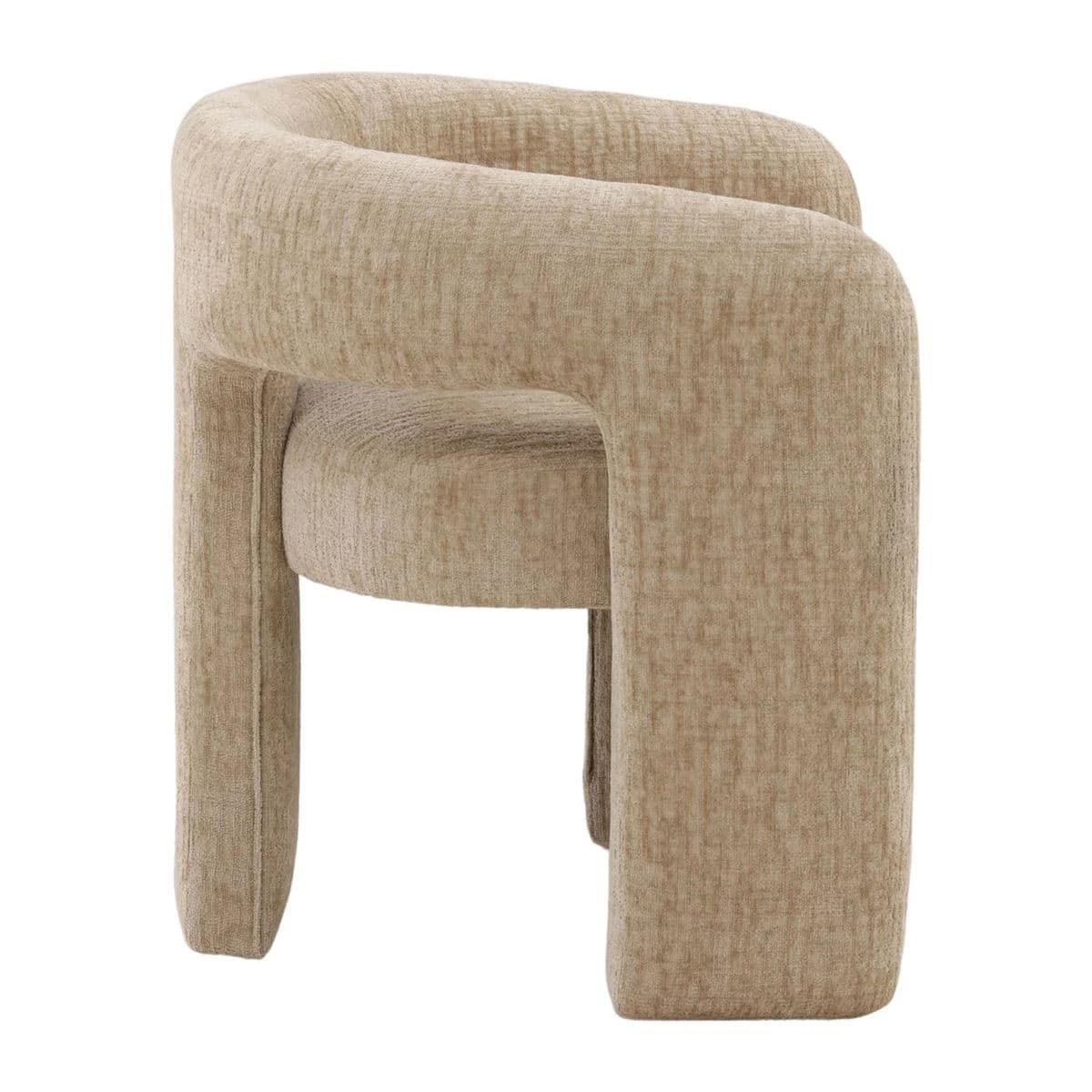 Modern U Beige Chenille Chair - Thumbnail 5