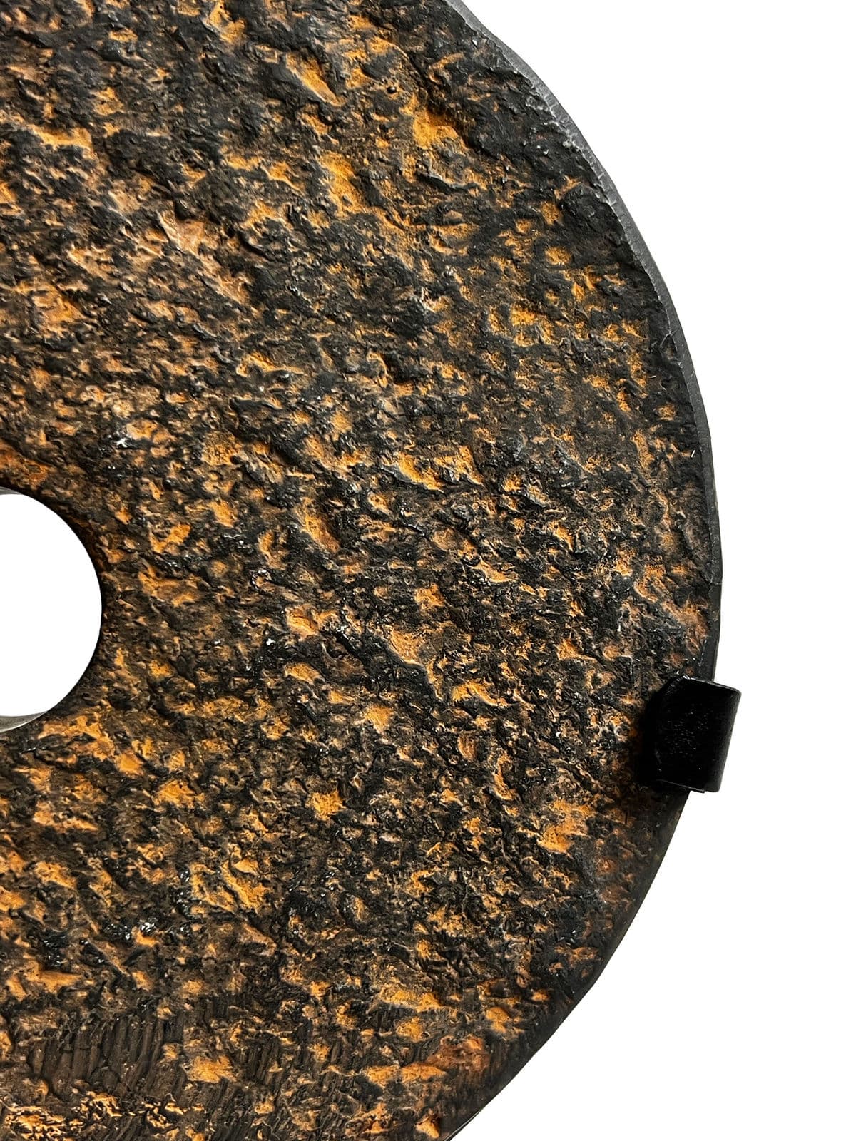 Black Stone Chiseled Disk on Stand Small - Thumbnail 5