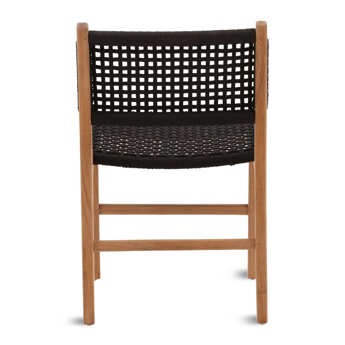 Outdoor Black Rope & Teak Dining Chair - Thumbnail 5