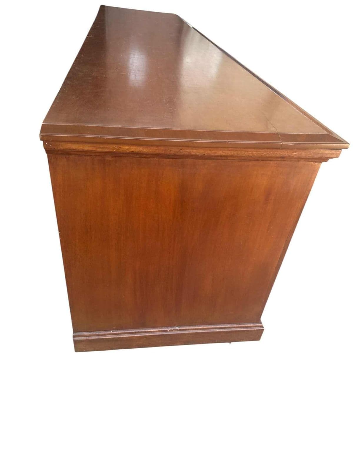 Monumental Antique Edwardian English Wide Solid Cherry Wood Credenza - Circa 1905 - Thumbnail 5