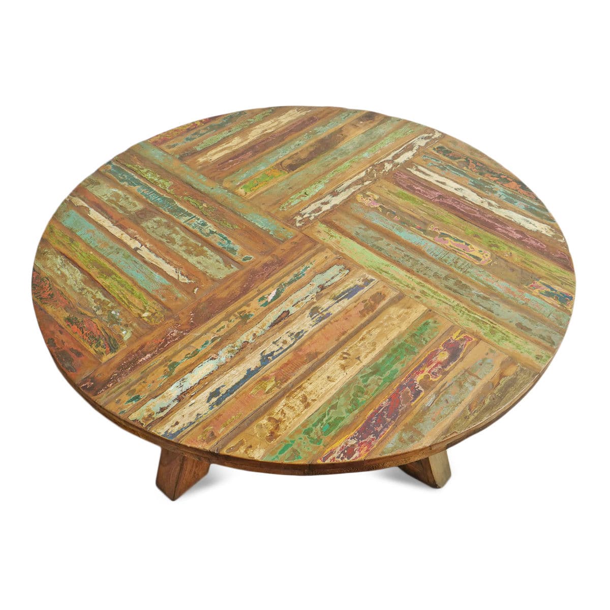Salvaged Round Boat Wood Coffee Table - Thumbnail 5