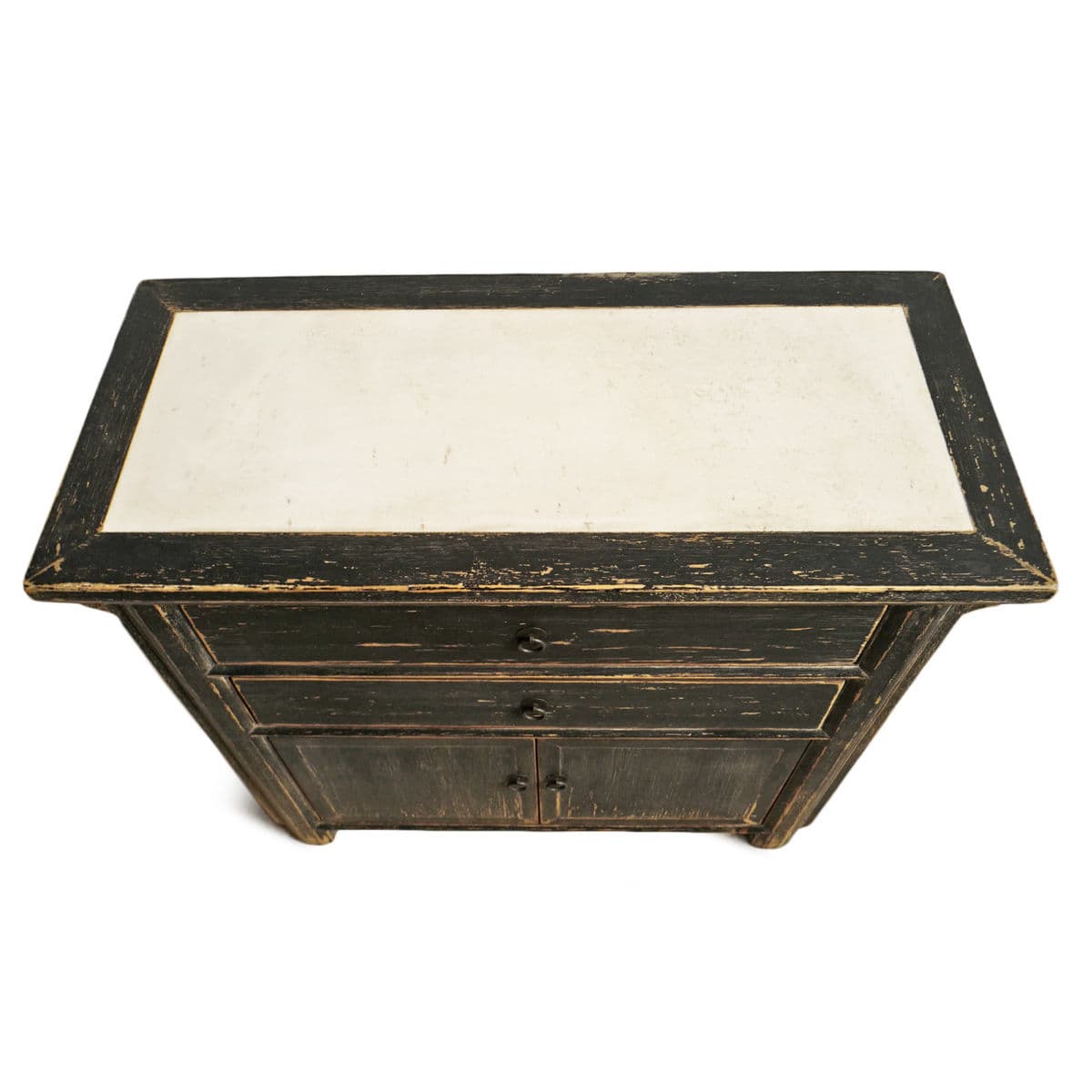 Marble Top Black Rustic Dresser Cabinet - Thumbnail 5