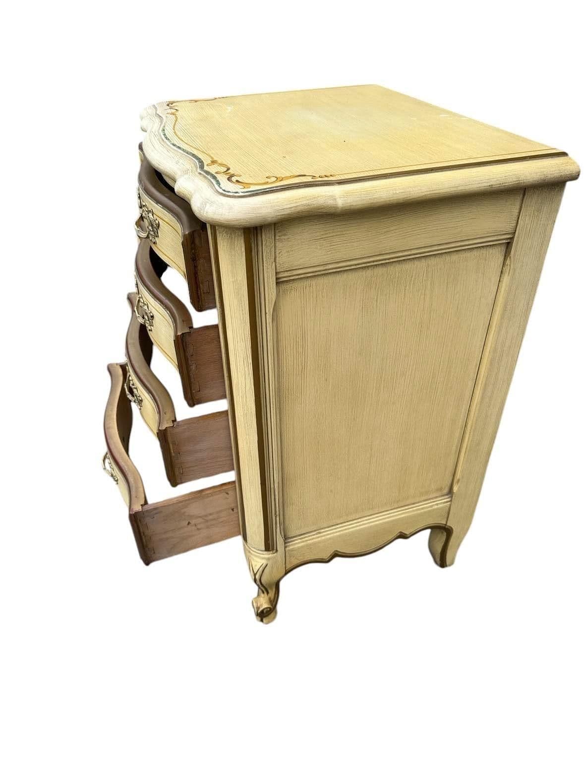 National of Mount Airy Louis XV Painted Cherry Wood Nightstand - Vintage Mid 20th Century - Thumbnail 5
