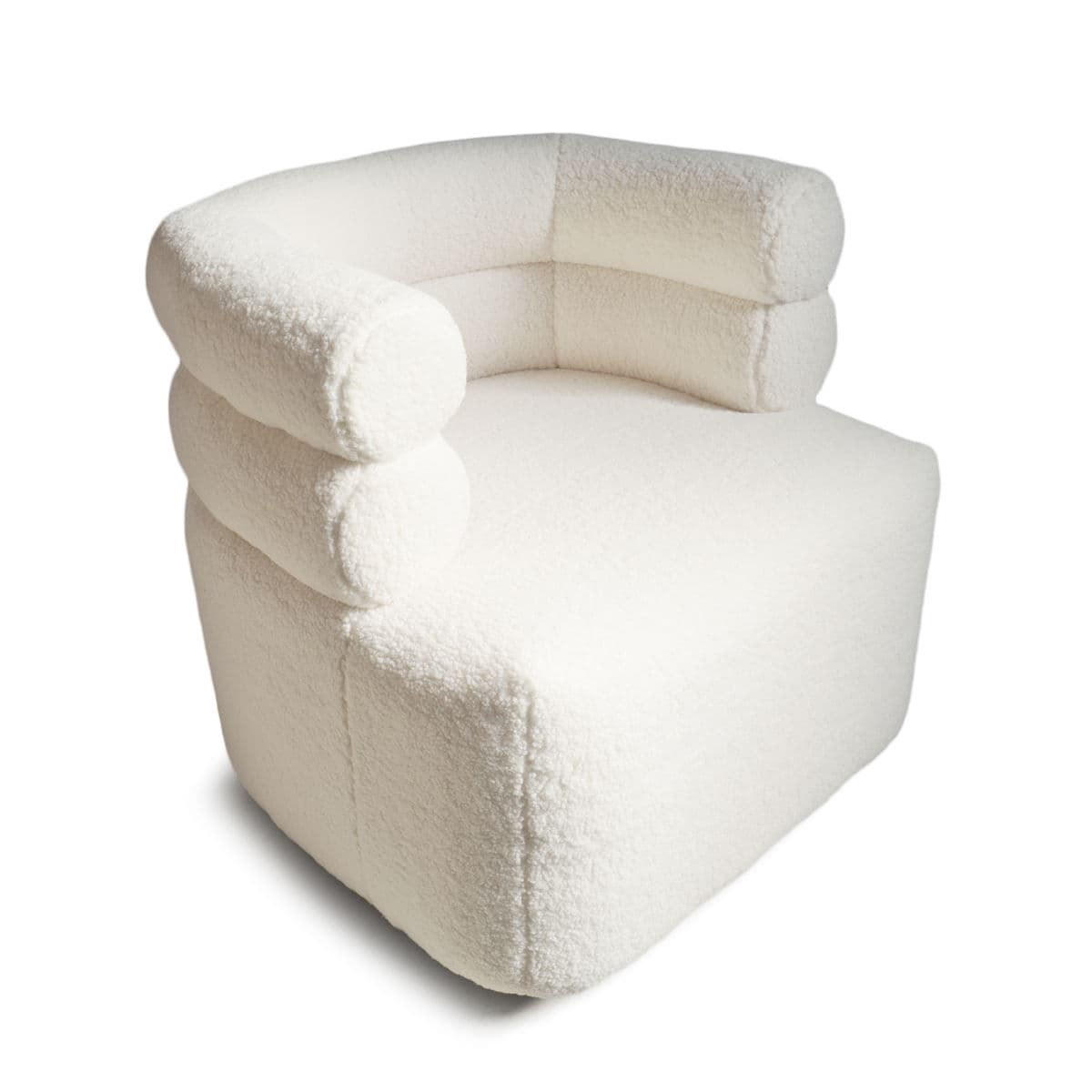 White Faux Sheep Jolla Swivel Chair - Thumbnail 5