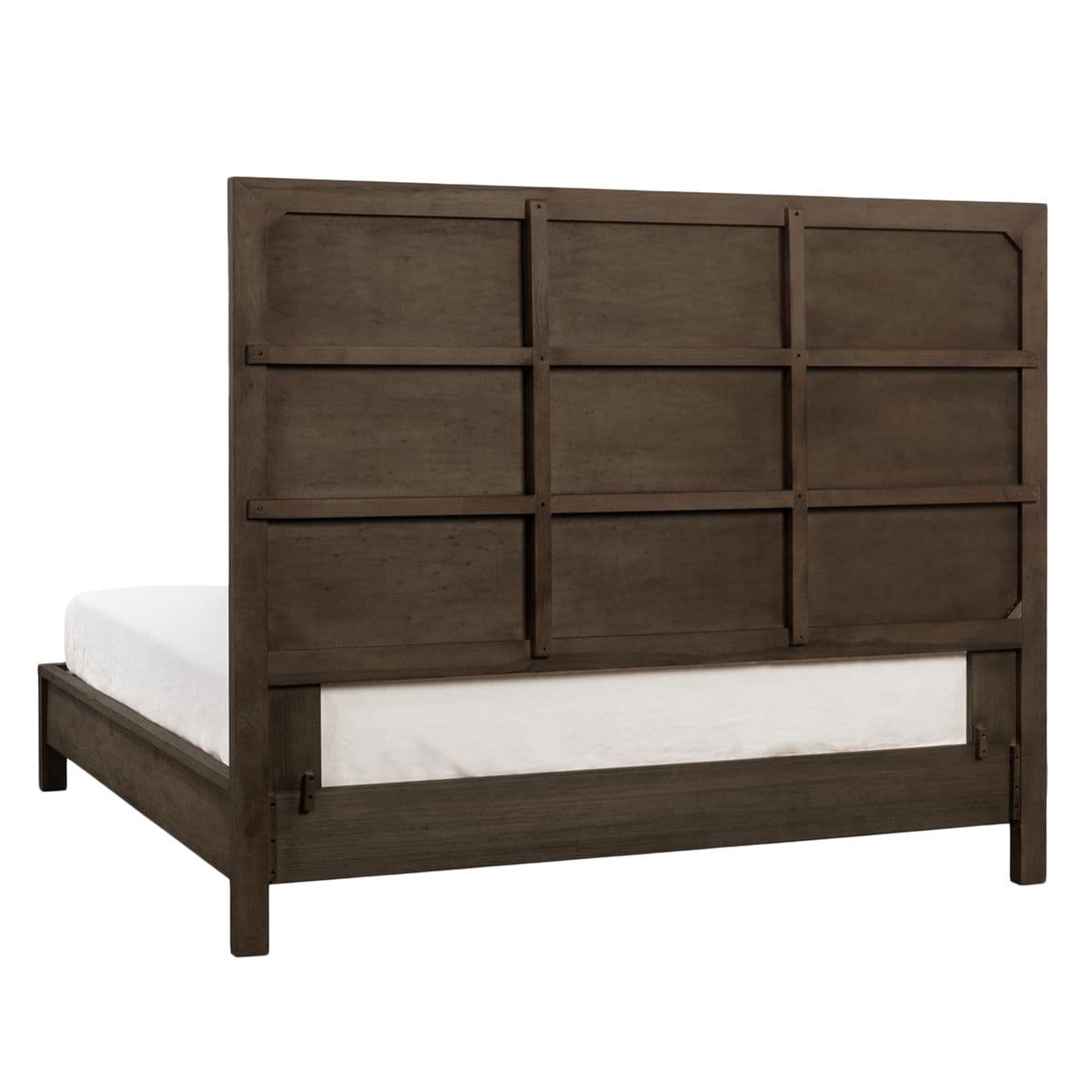 Walnut Stain Geometric Queen Bed - Thumbnail 5