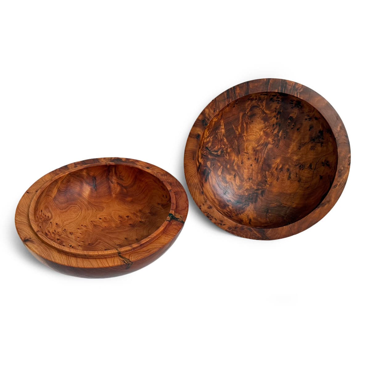 Vintage Inlay Burl Cedar Wood Bowl - Thumbnail 6