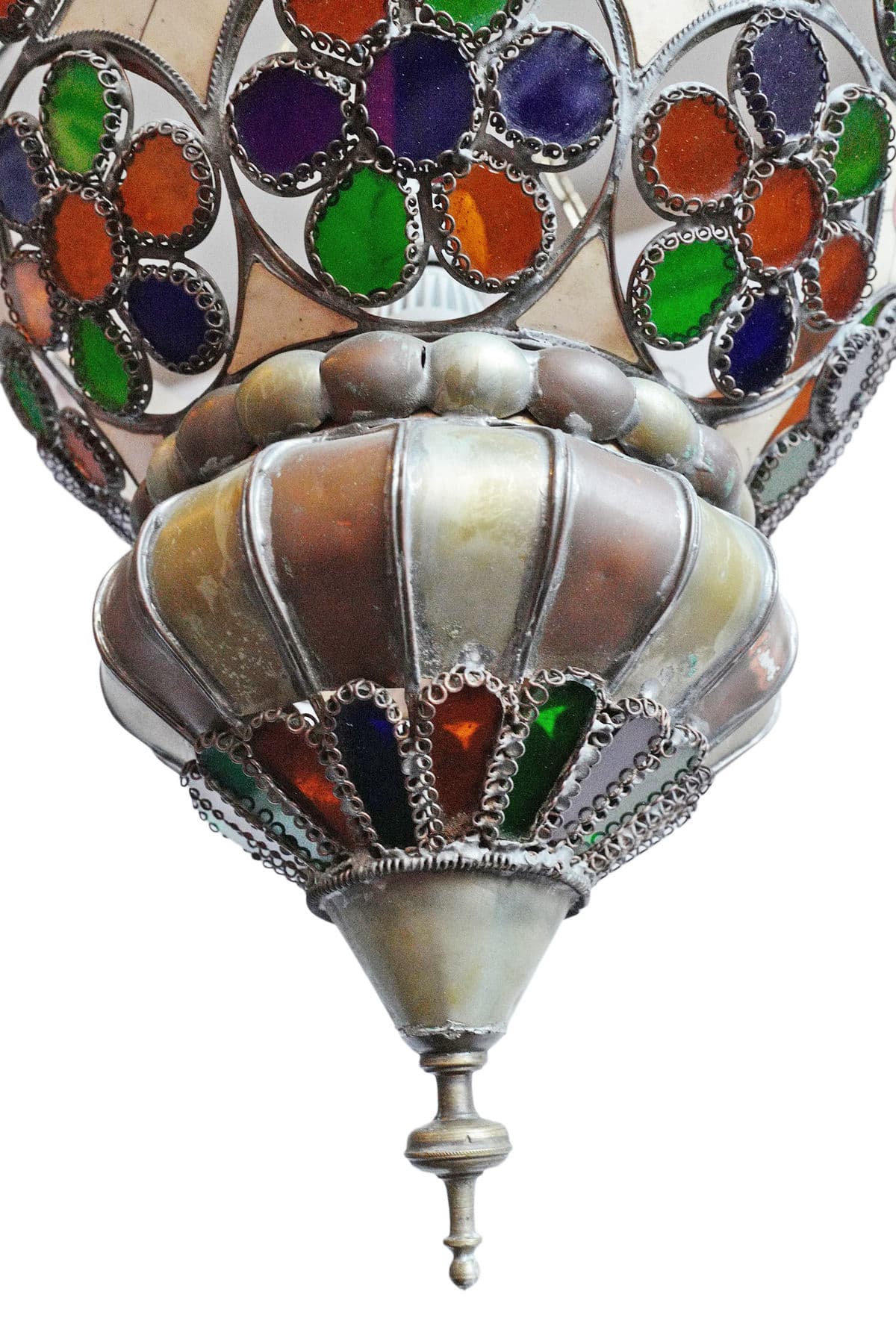 Antique Moroccan Nickel Flower Chandelier - Thumbnail 6