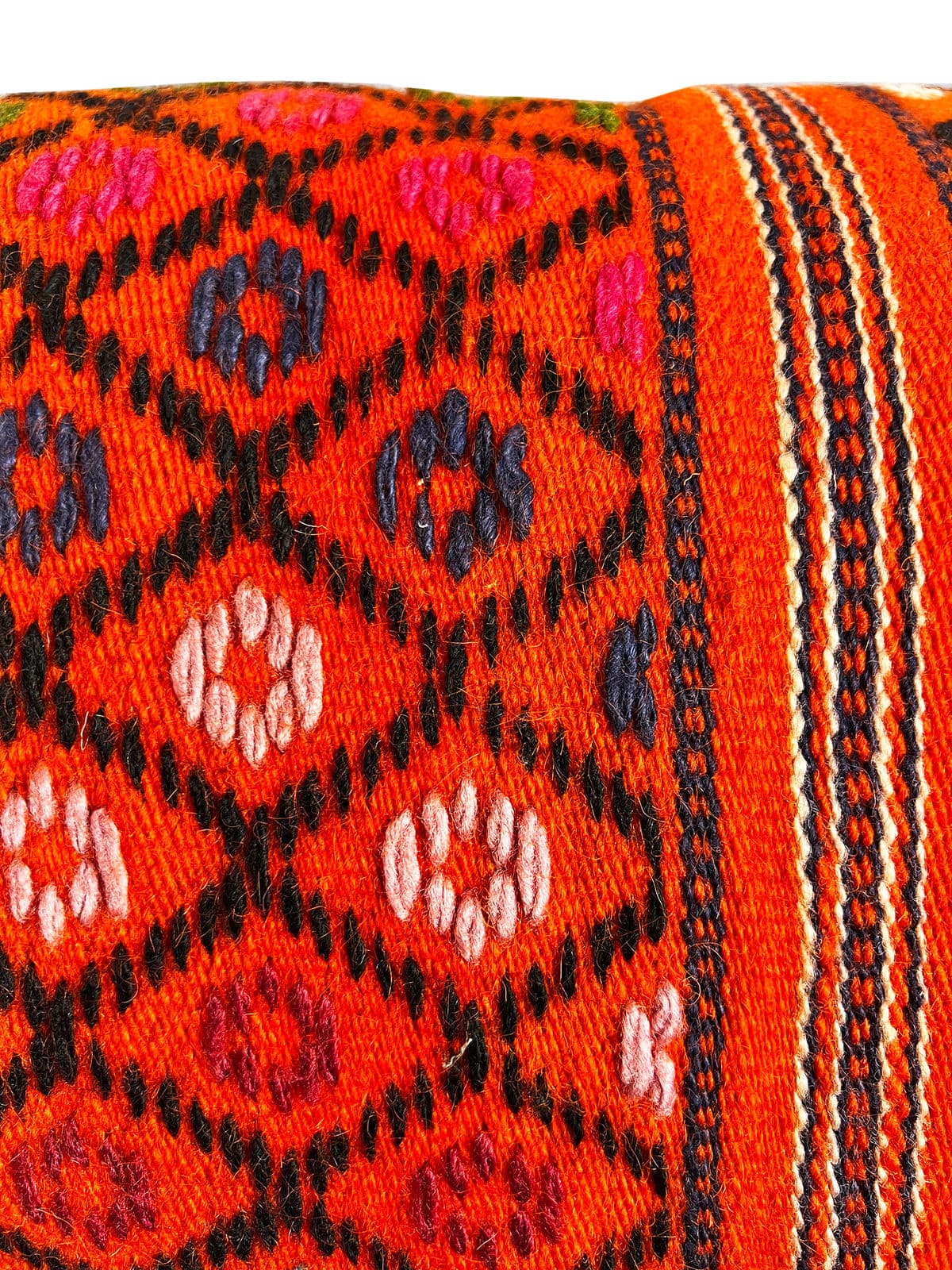 Vintage Orange Textile Lumbar Pillow - Thumbnail 6