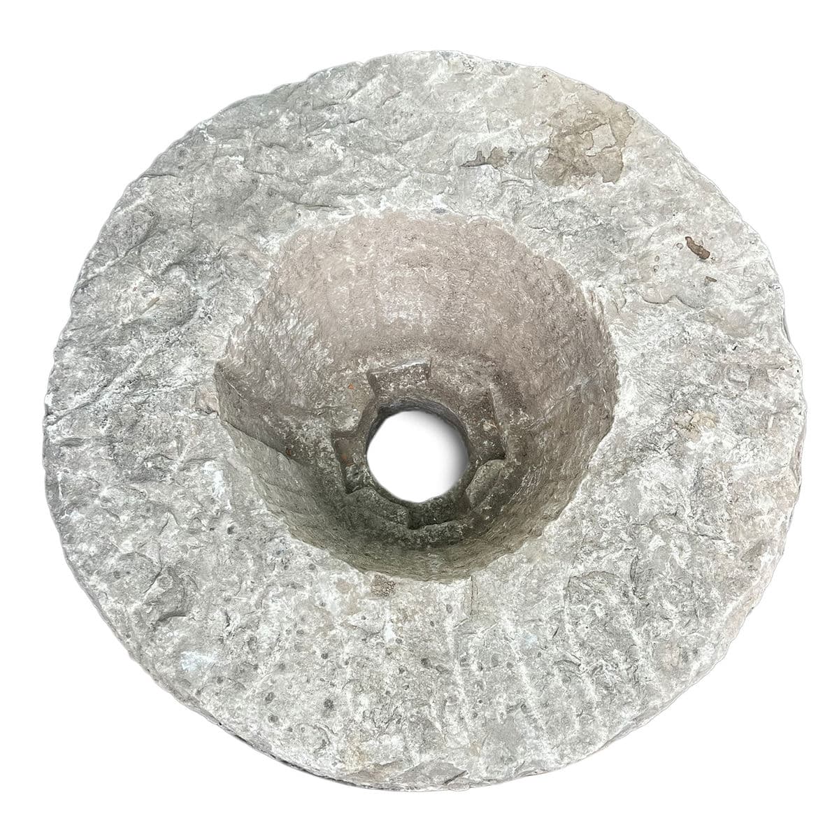 Old Granite Chiseled Barrel Planter - Thumbnail 6