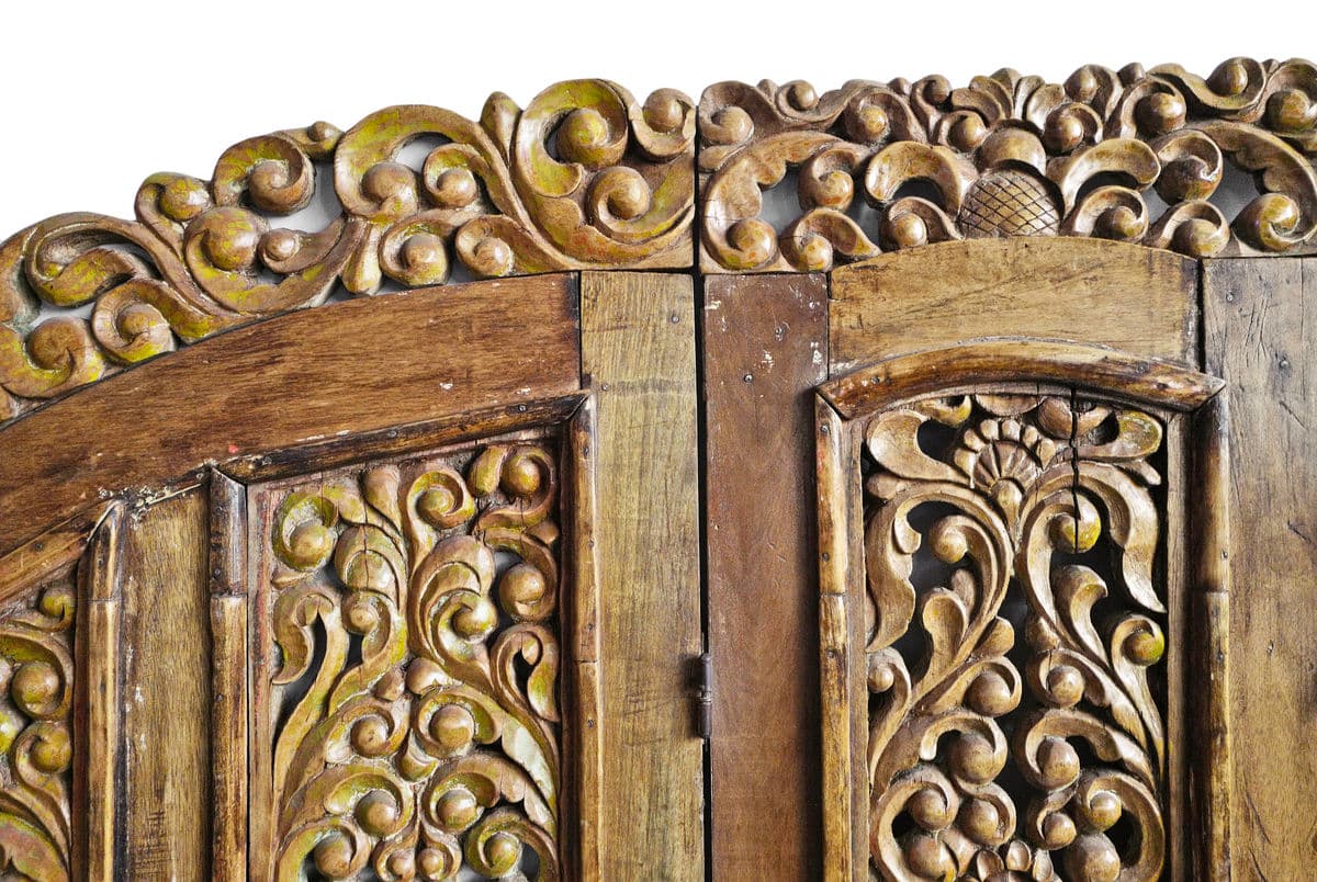 Antique Balinese Carved Wall Panel Doors - Thumbnail 6