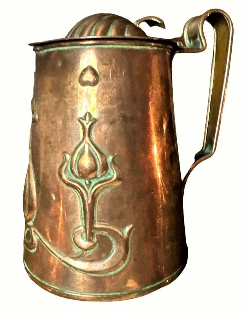Antique English Arts & Crafts Handcrafted Copper Pitcher - Thumbnail 6