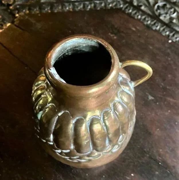 1950s Egyptian Hammered Copper Cream Pitcher - Thumbnail 6