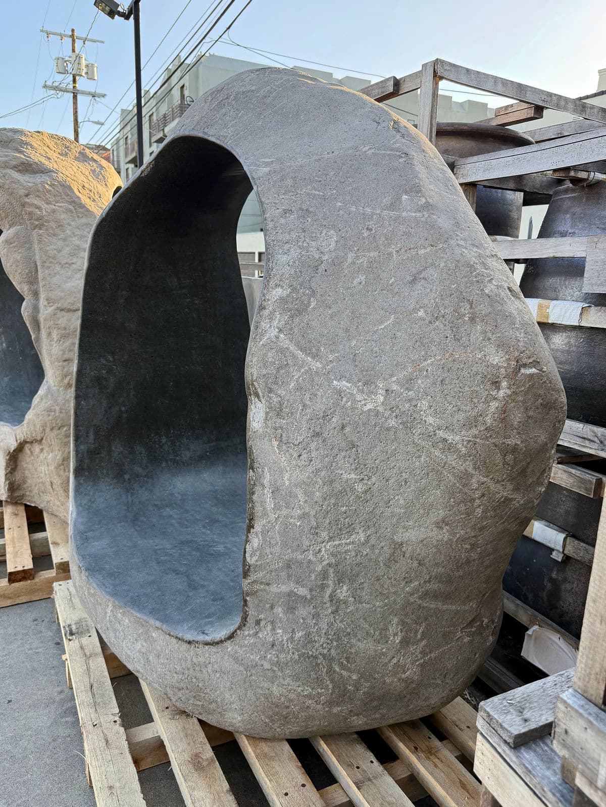 Giant Stone Boulder Hole Bench - Thumbnail 6
