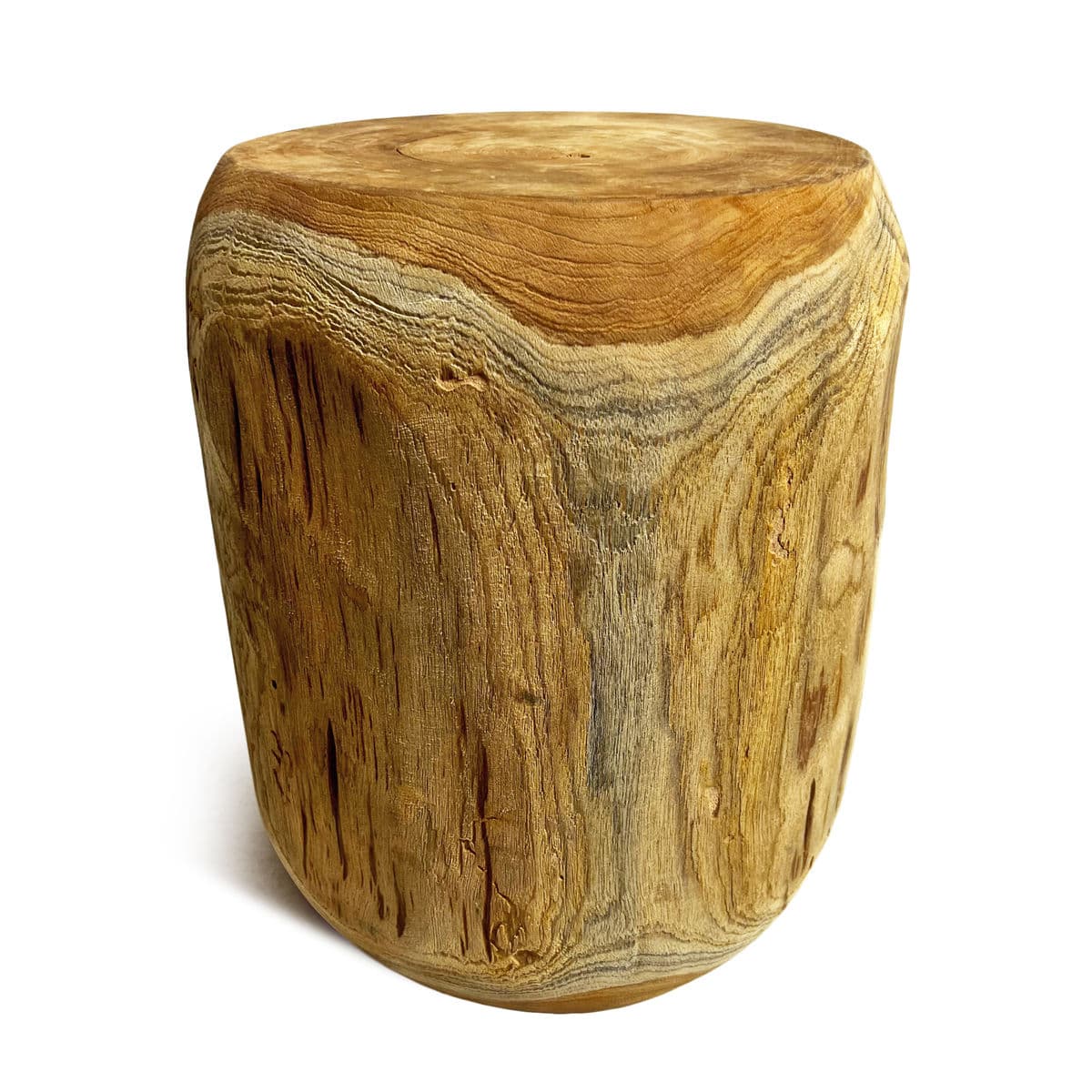 Solid Acacia Wood Cylinder Stool Side Table - Thumbnail 6