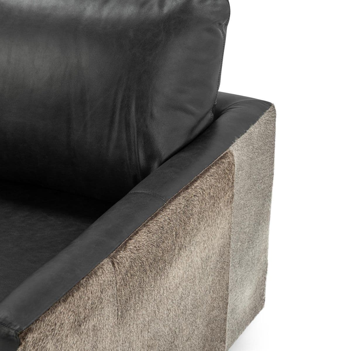 Black Leather & Hide Accent Chair - Thumbnail 6