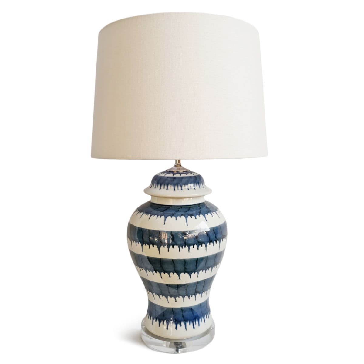 Vintage Indigo Stripe Ceramic Table Lamp - Thumbnail 6