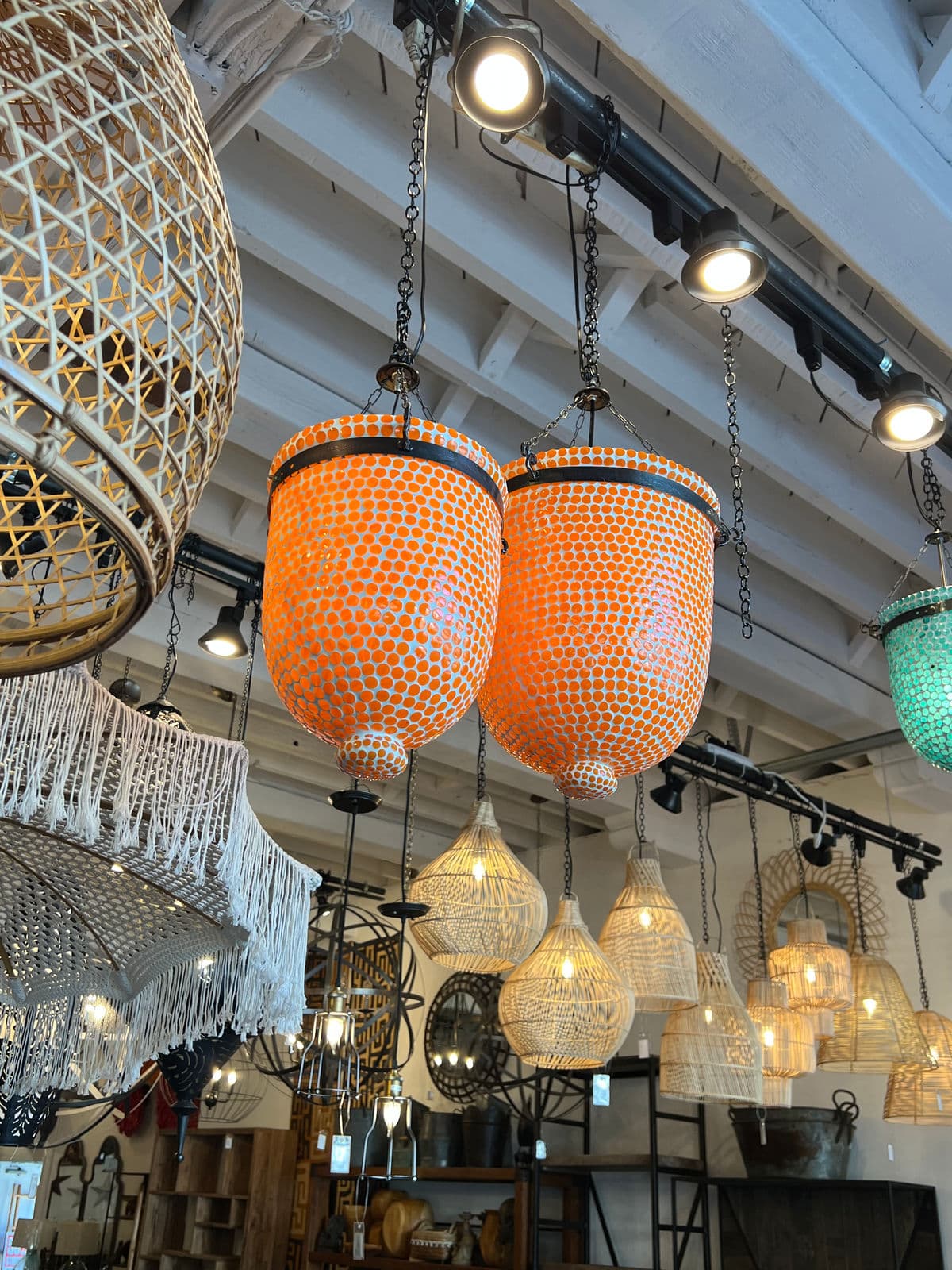 Orange Mosaic Bucket Pendant Medium - Thumbnail 6