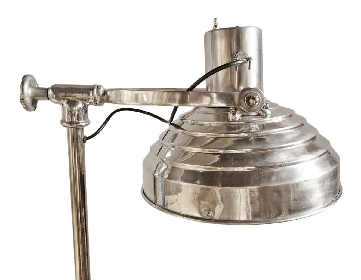 Vintage Chrome Industrial Floor Lamp on Wheels - Thumbnail 6