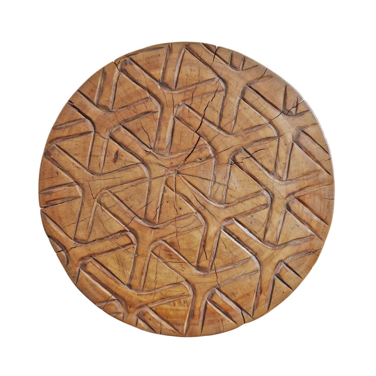 Natural Gumdrop Cane Carved Stool - Thumbnail 6