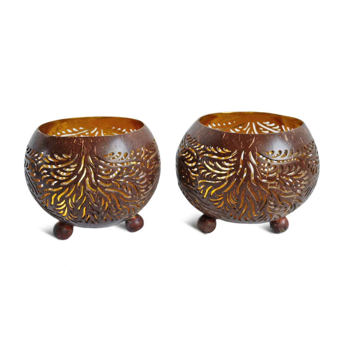 Coconut Carved Candle Bowl - Thumbnail 6