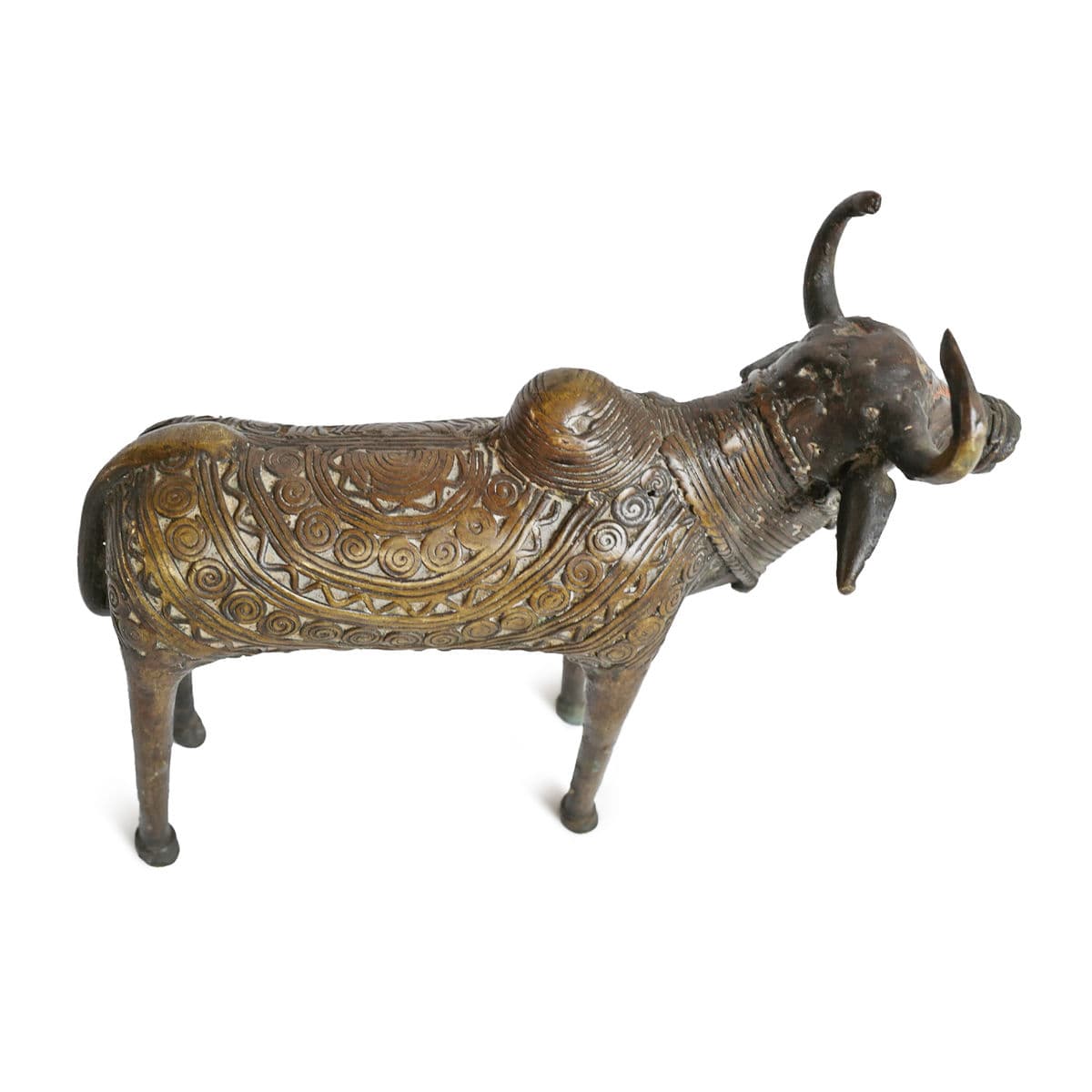 Old Brass Tribal India Brahma Cow - Thumbnail 6
