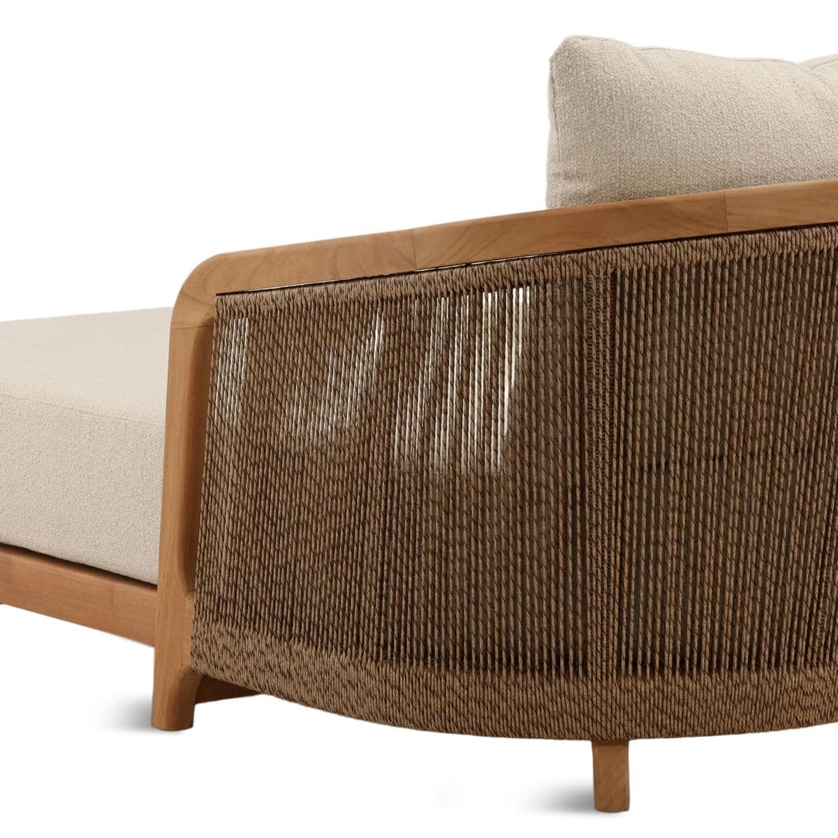Rope Wrapped Teak Outdoor Chaise - Thumbnail 6