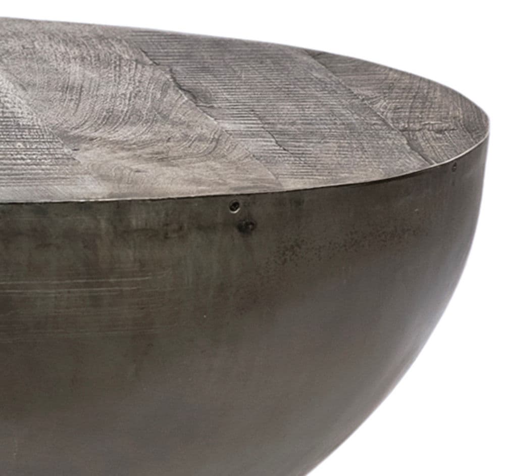 Grey Wood & Iron Coffee Table - Thumbnail 6