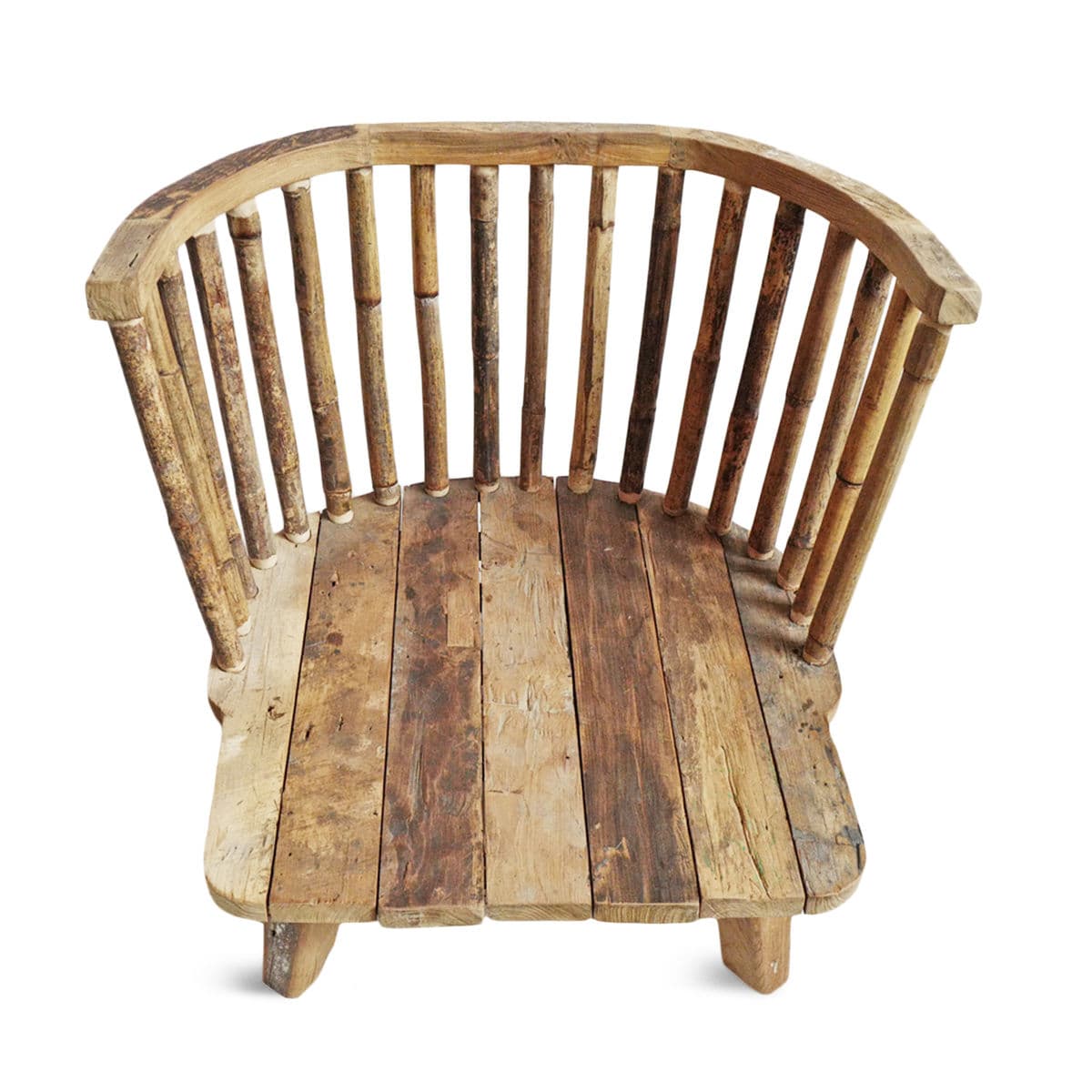 Salvaged Teak & Bamboo Outdoor Club Chair - Thumbnail 6