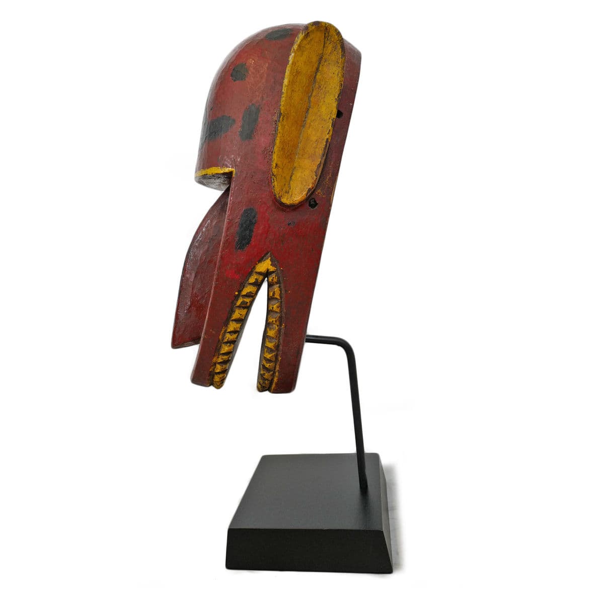 Red Bamana Leopard Mask on Stand - Thumbnail 6