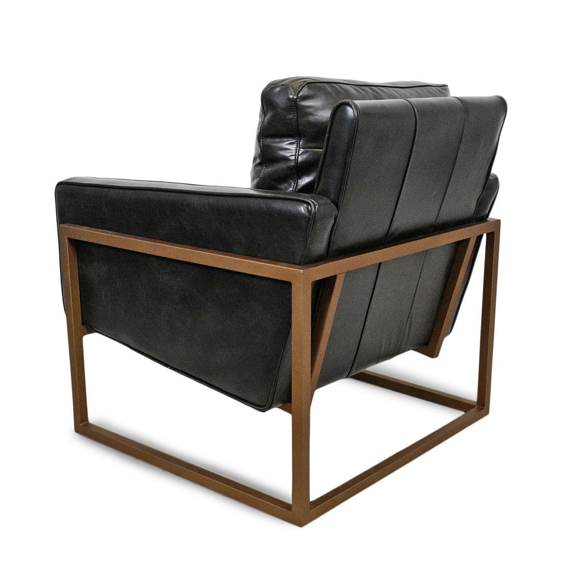 Piper Black Leather & Bronze Club Chair - Thumbnail 6