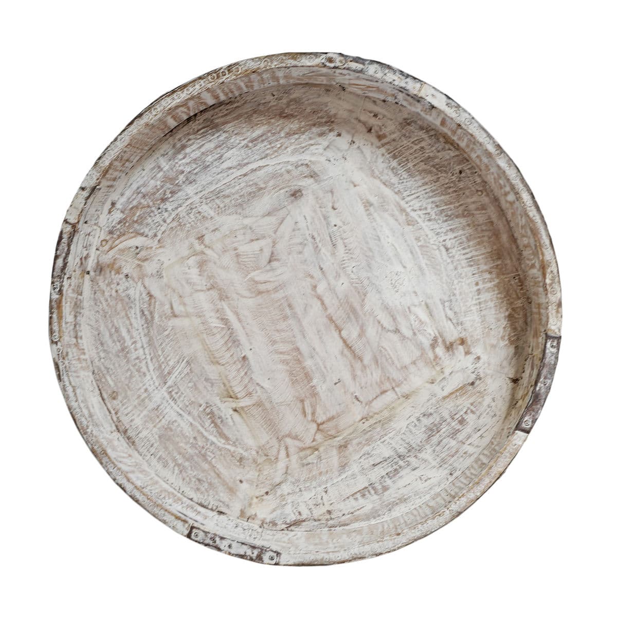 Vintage White Wash Chakki Ottoman Table - Thumbnail 6