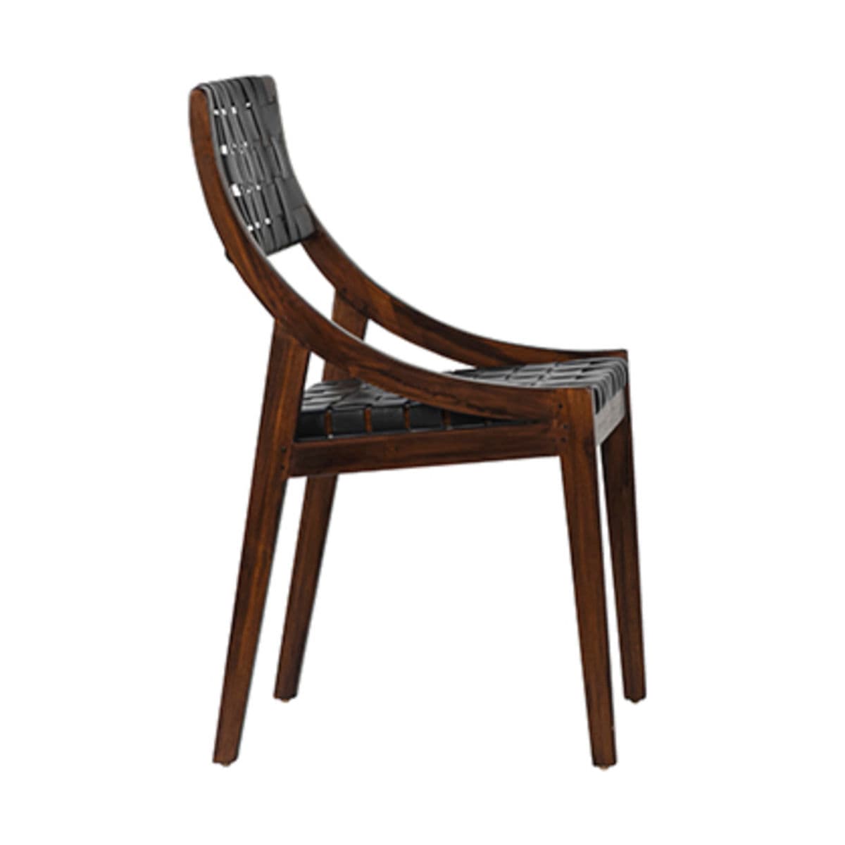 Black Leather Strap Dining Chair - Thumbnail 6
