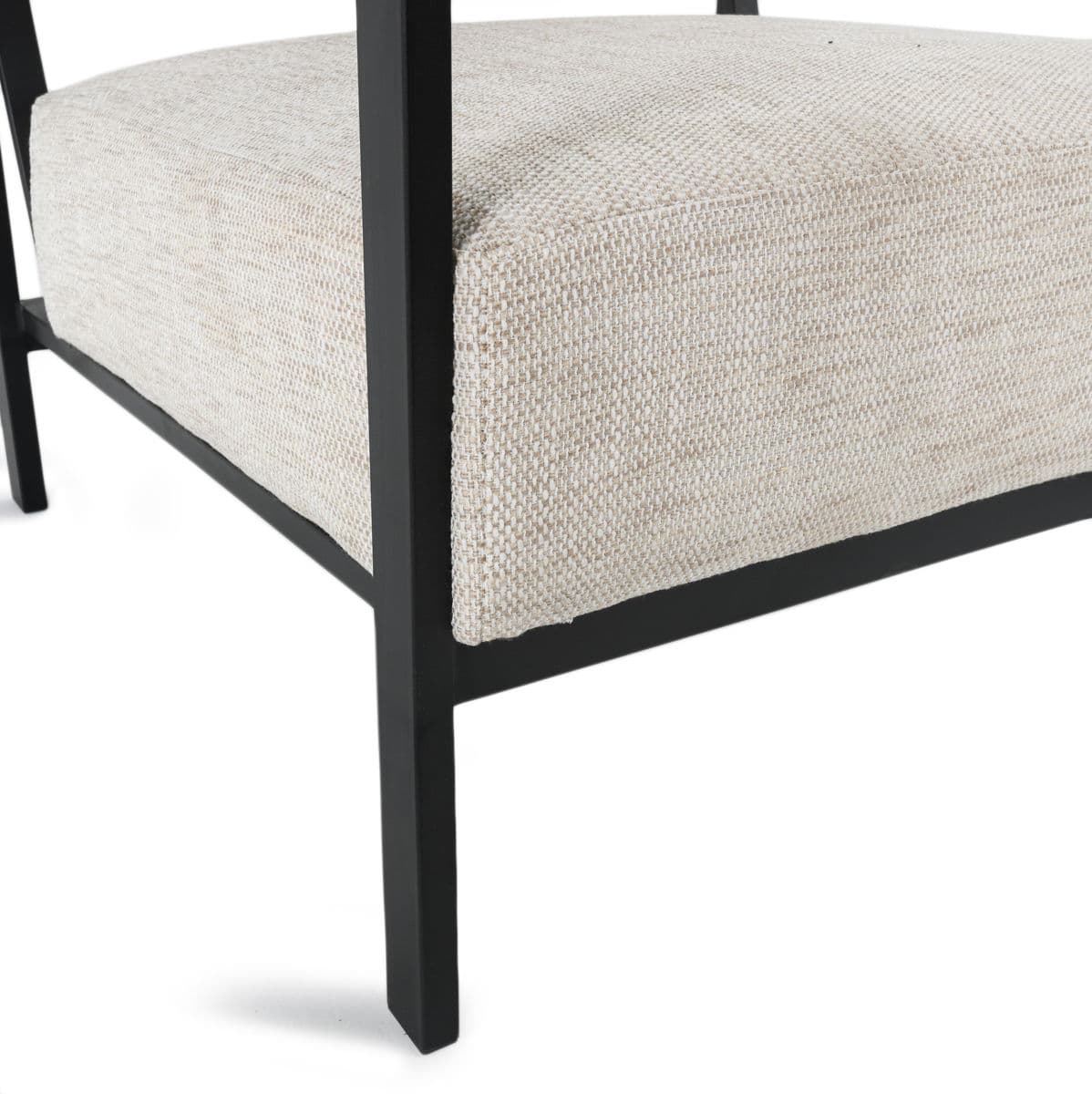 Wide Iron Oak  Linen Arm Chair - Thumbnail 6