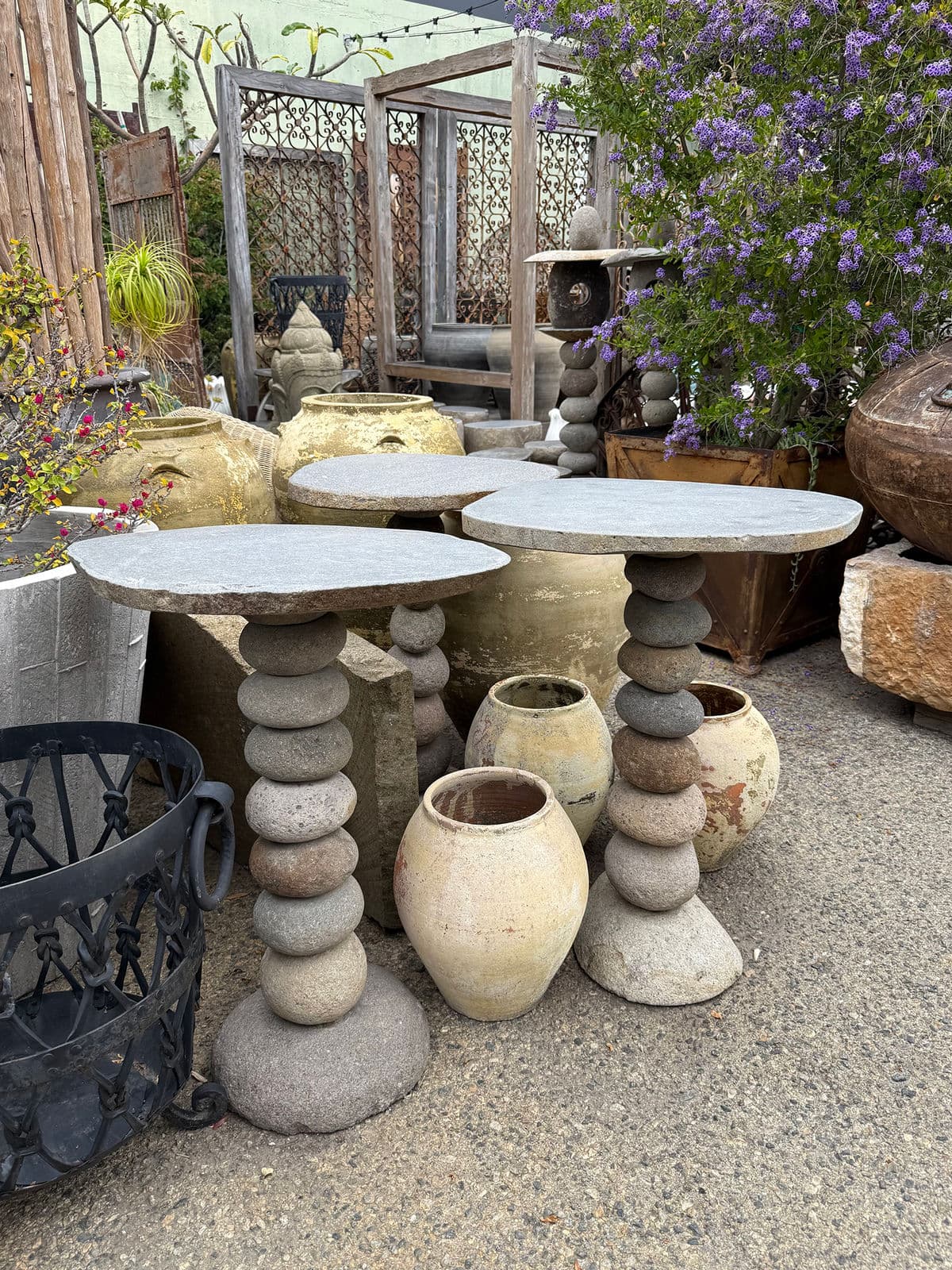 Stacked River Rock Bistro Table - Thumbnail 6