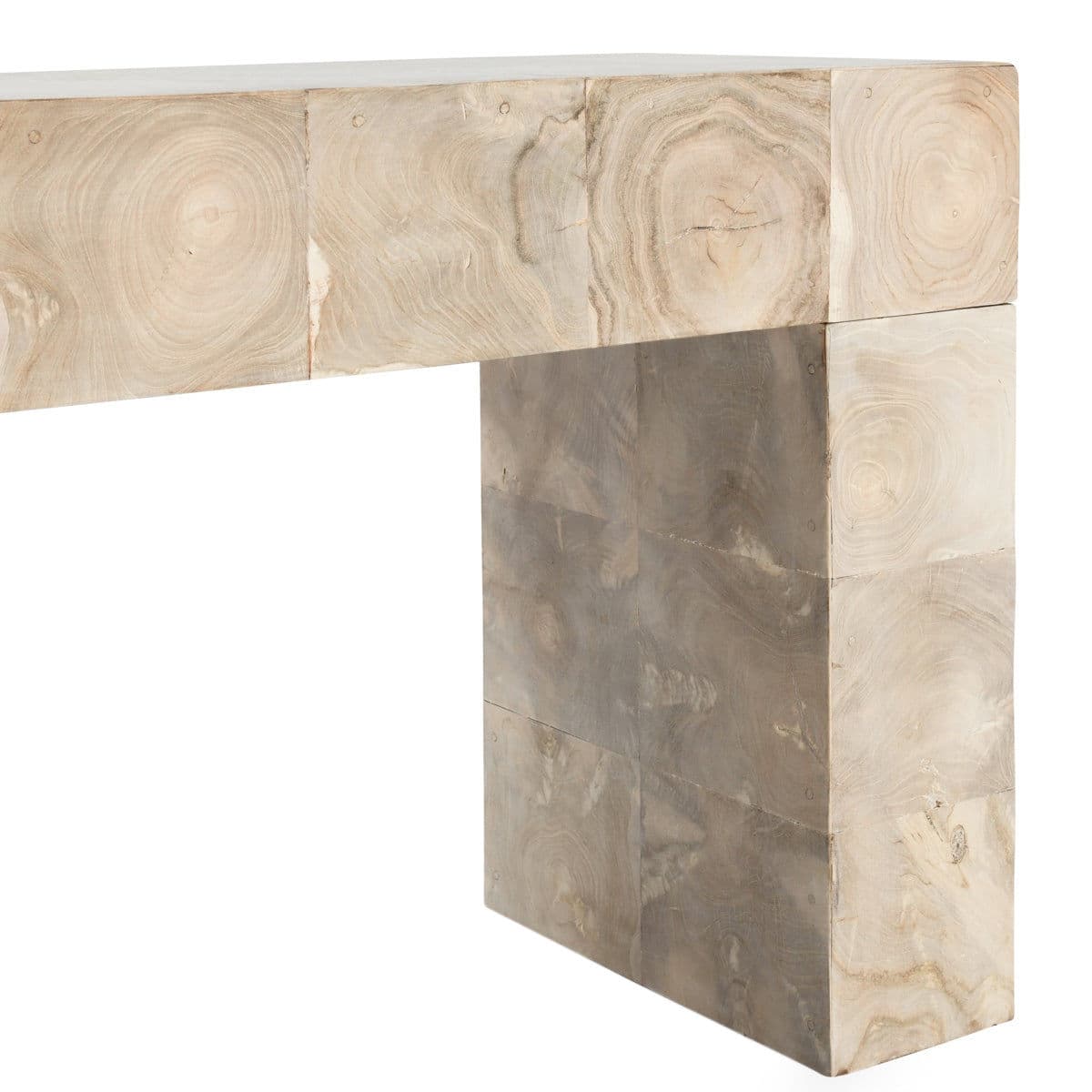 Modern Beige Teak Squares Console - Thumbnail 6