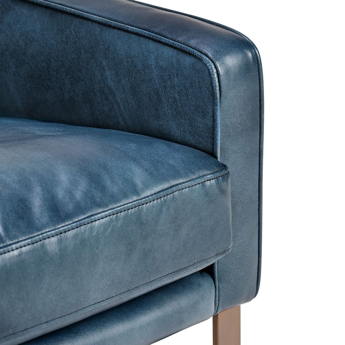 Preston Blue Leather & Bronze Club Chair - Thumbnail 6
