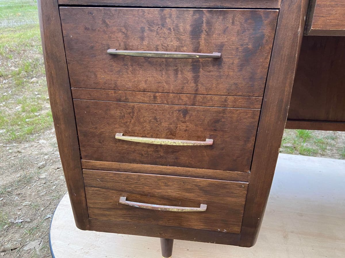 1980s Anderson Style Vintage Mid-Century Desk - Thumbnail 5