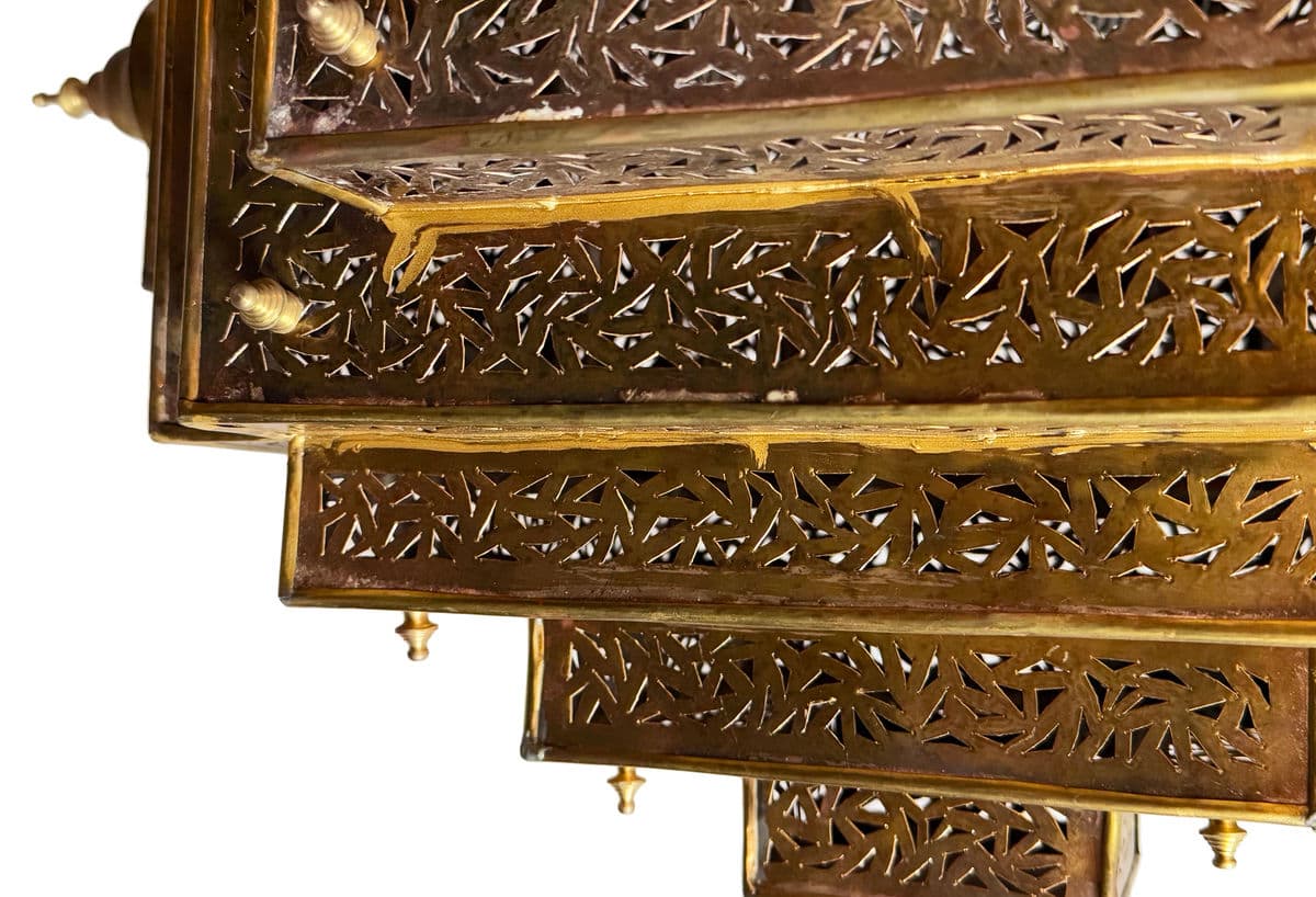 Brass Pyramid Triangle Pendant Large - Thumbnail 6