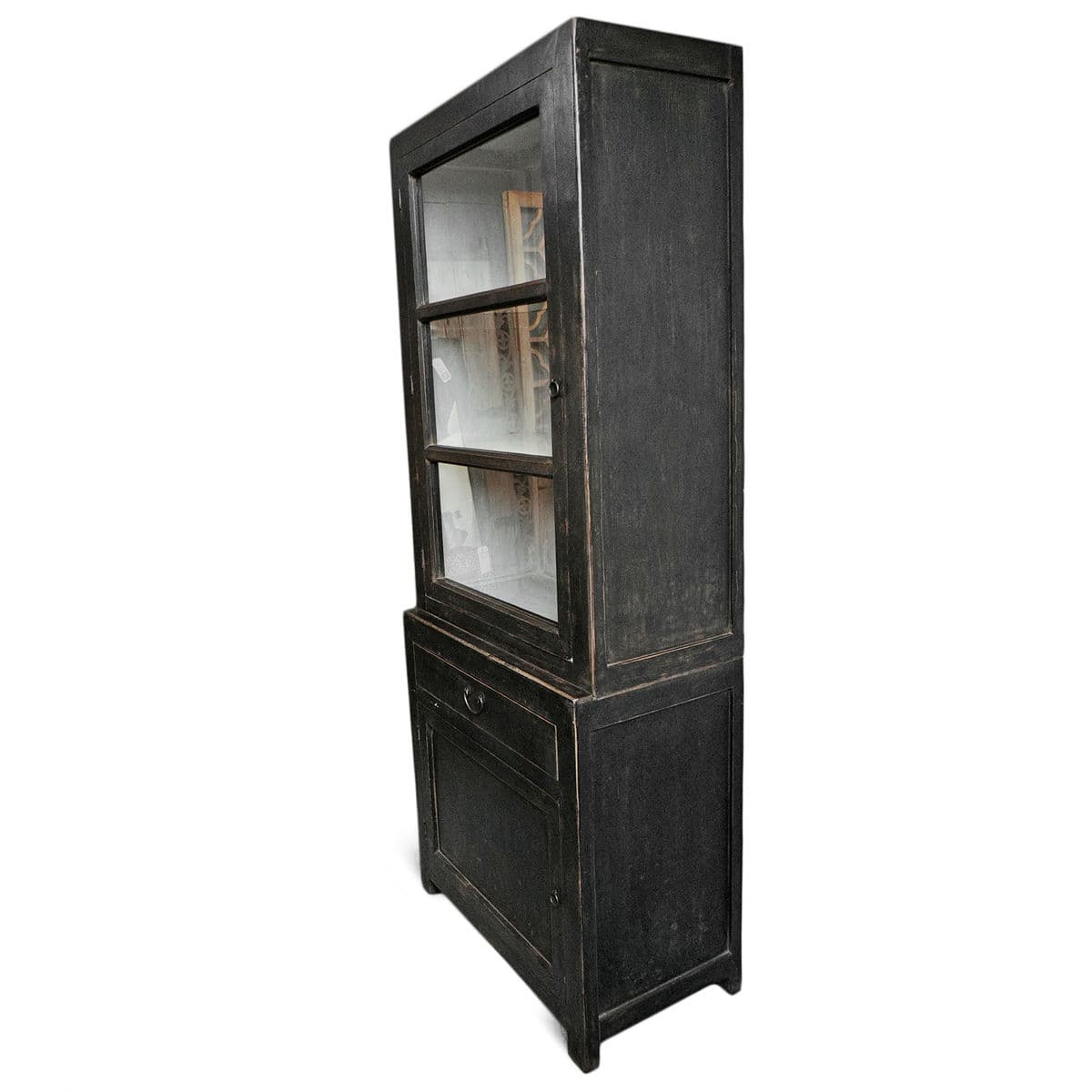 Black Elm & Glass Single Display Cabinet - Thumbnail 6