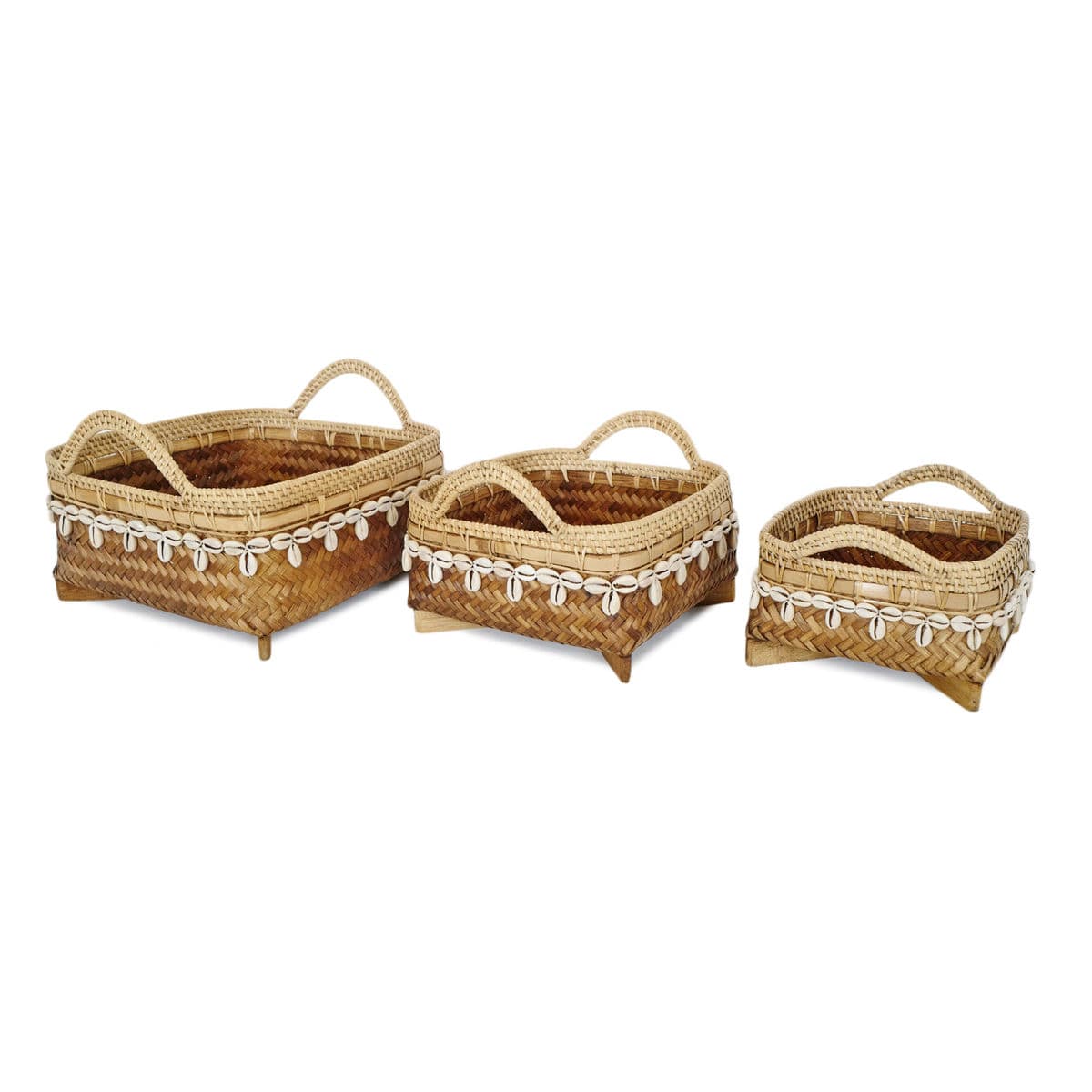 Bamboo & Cowry Basket Medium - Thumbnail 6