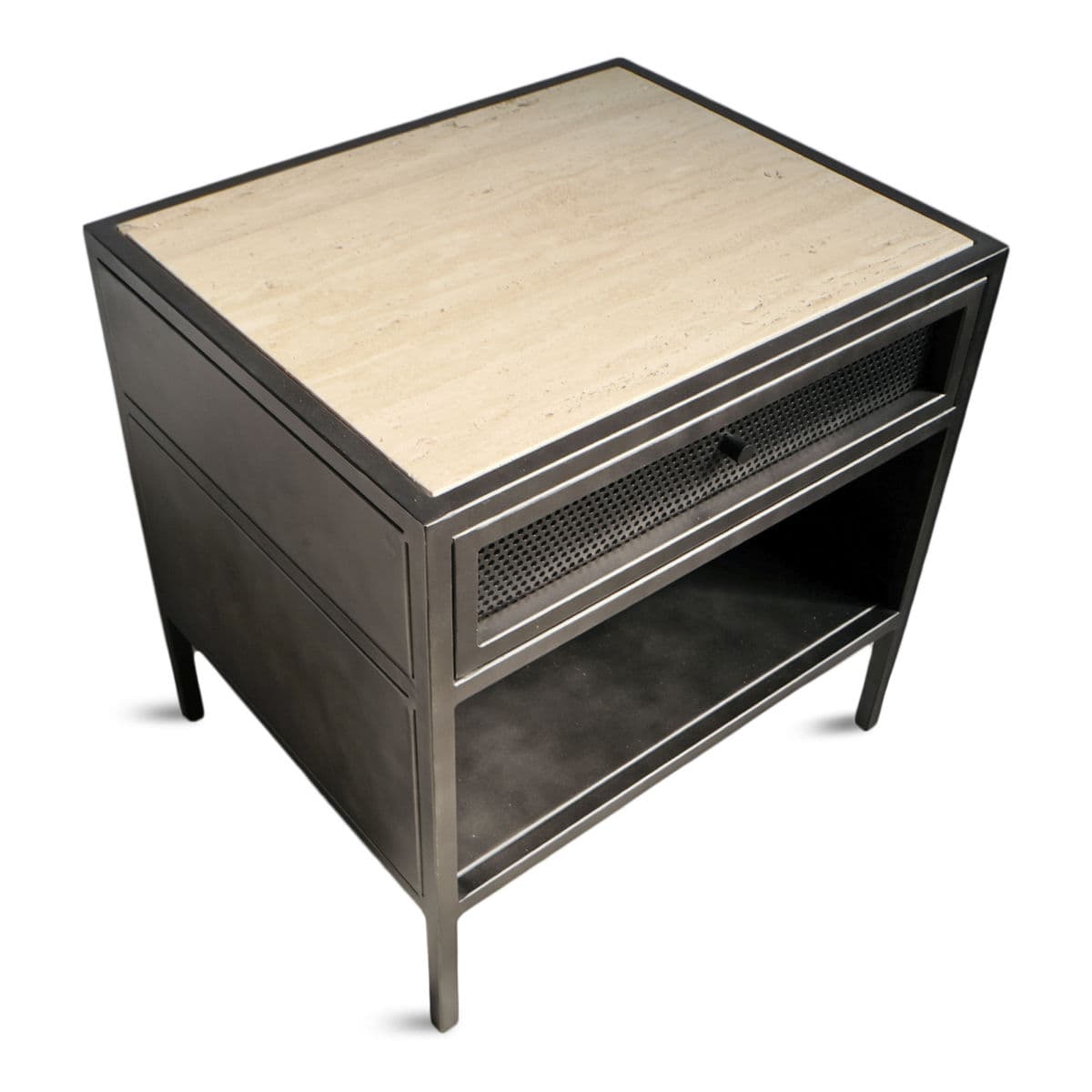 Iron & Travertine Nightstand - Thumbnail 6
