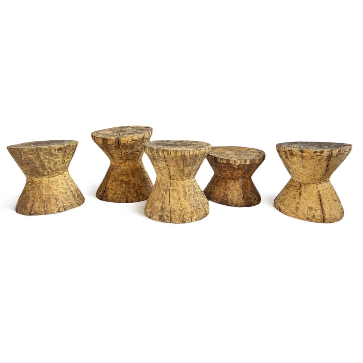 Wood Hourglass Stool Table - Thumbnail 6