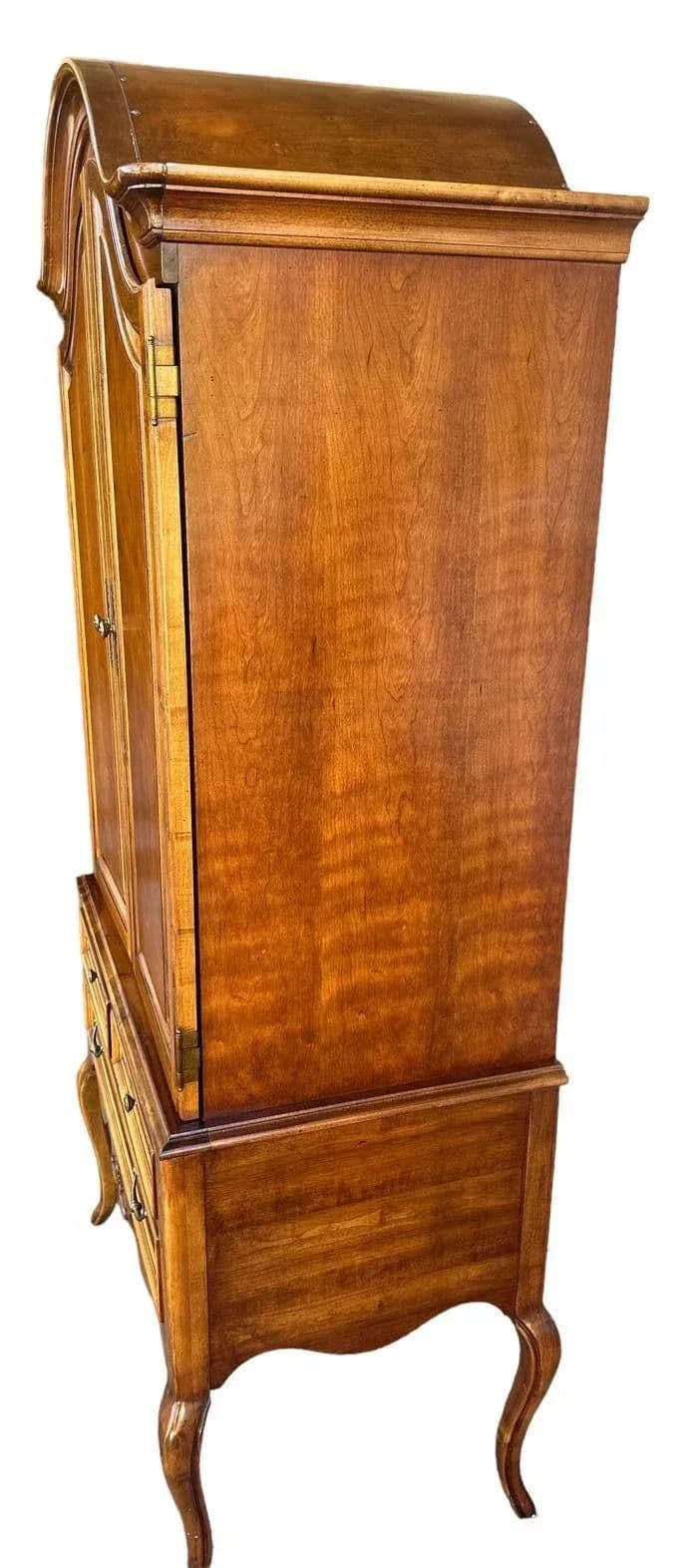 Solid Cherry Armoire With Dome Top and Cabriole Legs by Lexington - Vintage Circa 1980s - Thumbnail 6